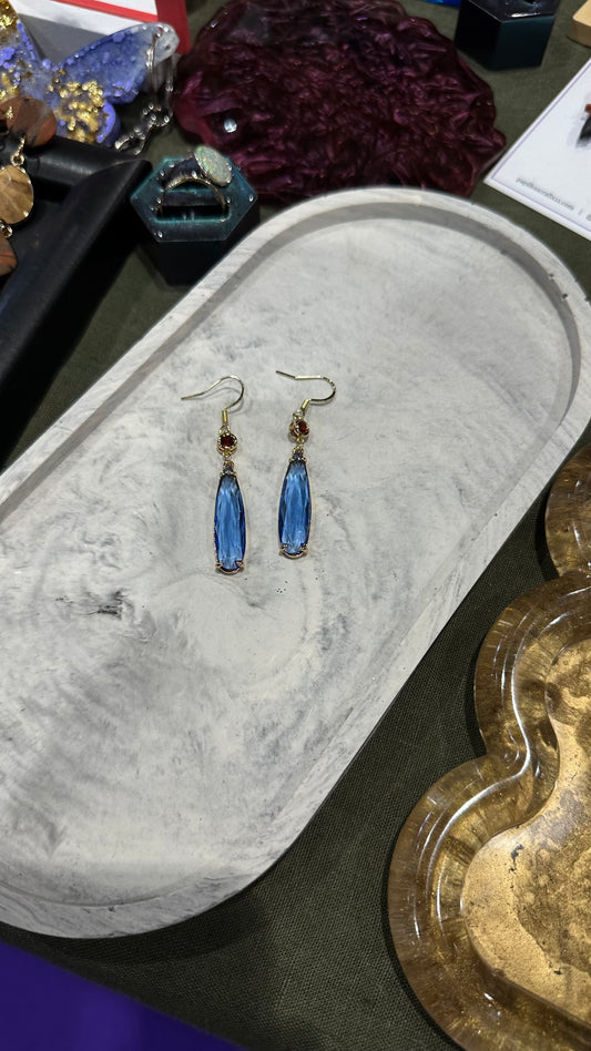 Blue red glass dangle